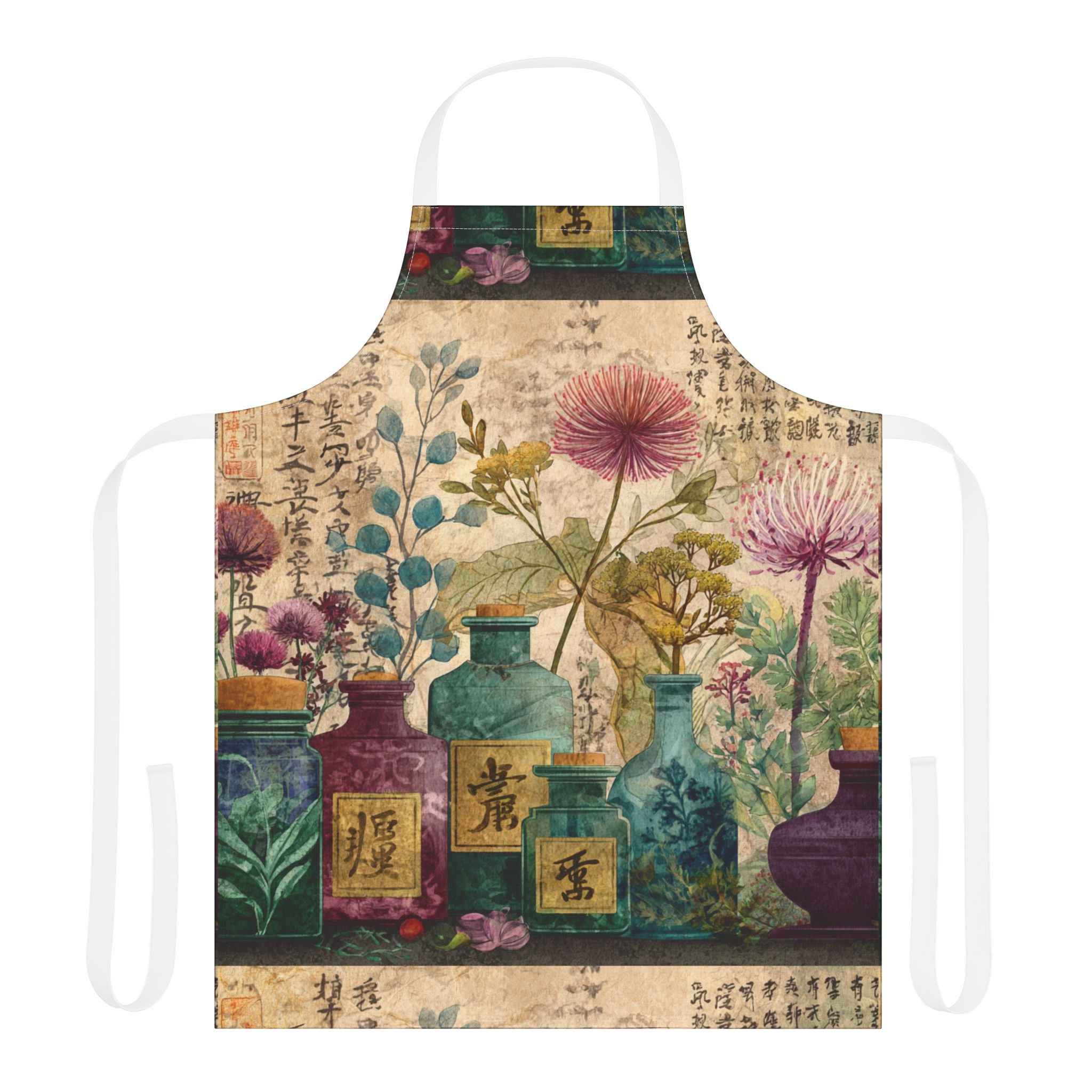 Japanese Botanical Art Apron, Colorful Kitchen Gift, Cooking Supplies, Gardening Apparel, Unique Hostess Present, Artisan Design